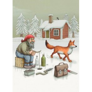 Vykort - R�ven raskar �ver isen