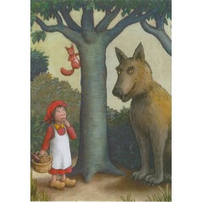 Vykort - R�dluvan och vargen