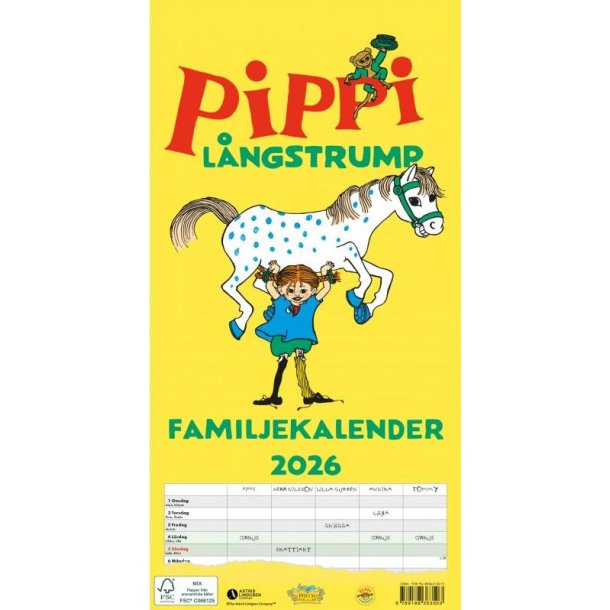 Pippi Lngstrump Familjekalender 2026
